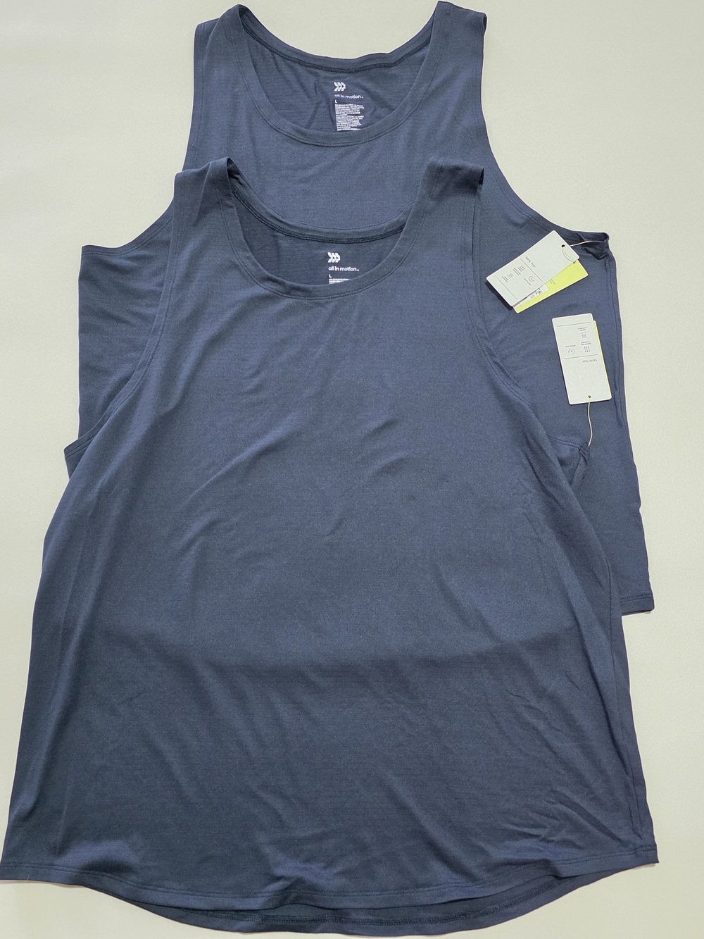 Bundle of 2 All in Motion Men's Performance Tank Tops, blue navy, size L.